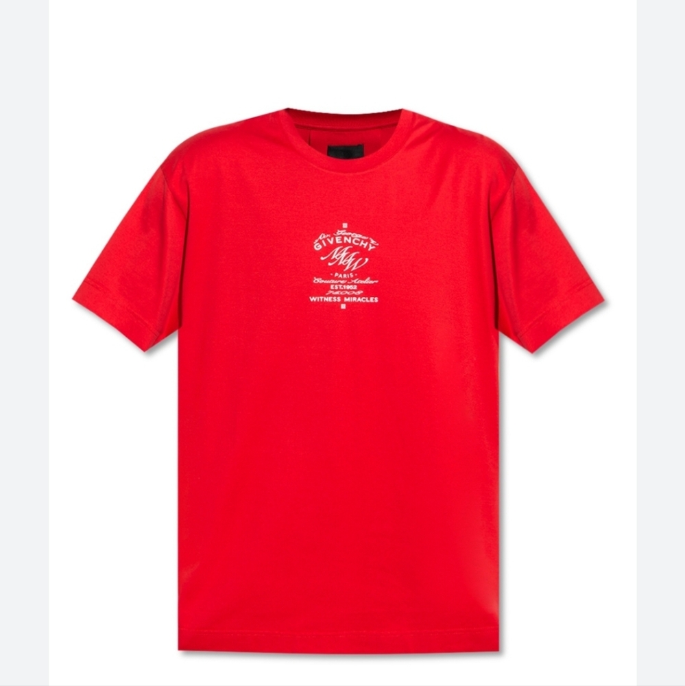 Givenchy Logo Men's Red Cotton Tee Size XS